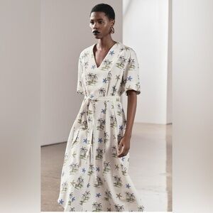 NWT ZARA PRINTED POPLIN DRESS ZW COLLECTION